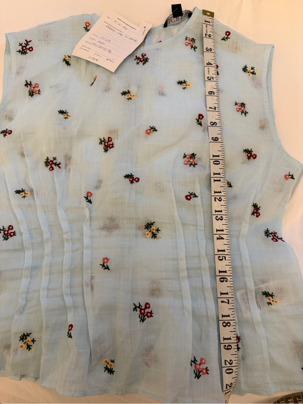 JCREW Pintuck shell top in ramie with embroidered florals Size 4 CT109 NWT - Picture 10 of 14
